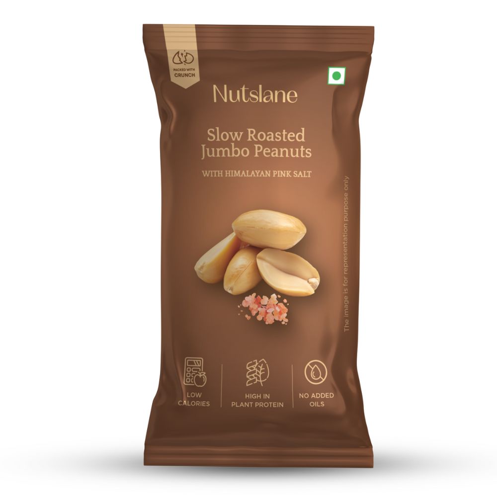 Nutslane Premium On The Go Pack Salted and  Roasted Jumbo Peanuts pack of 32 GM